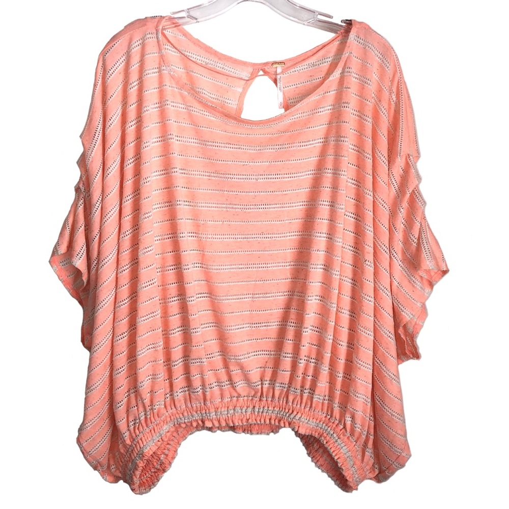 Free People Peach & White Off-shoulder Top - Picture 3 of 10
